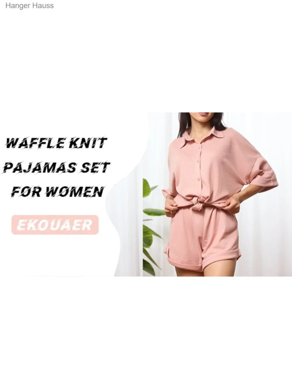 Waffle Knit Lounge Set for Women Short Sleeve Pajama Shorts Set